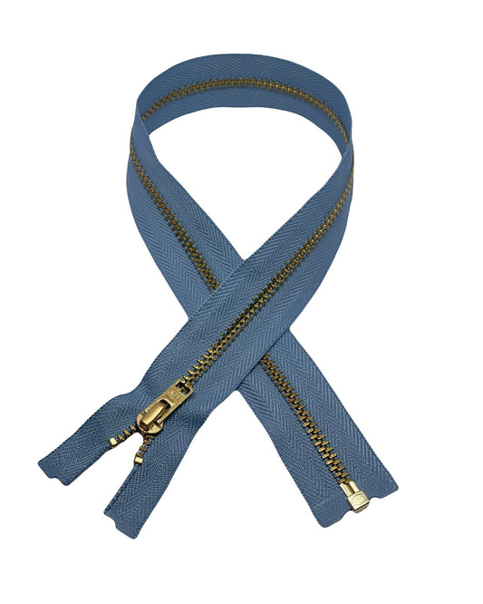 YKK zipper - L 40 cm / Metal - Dusty Blue