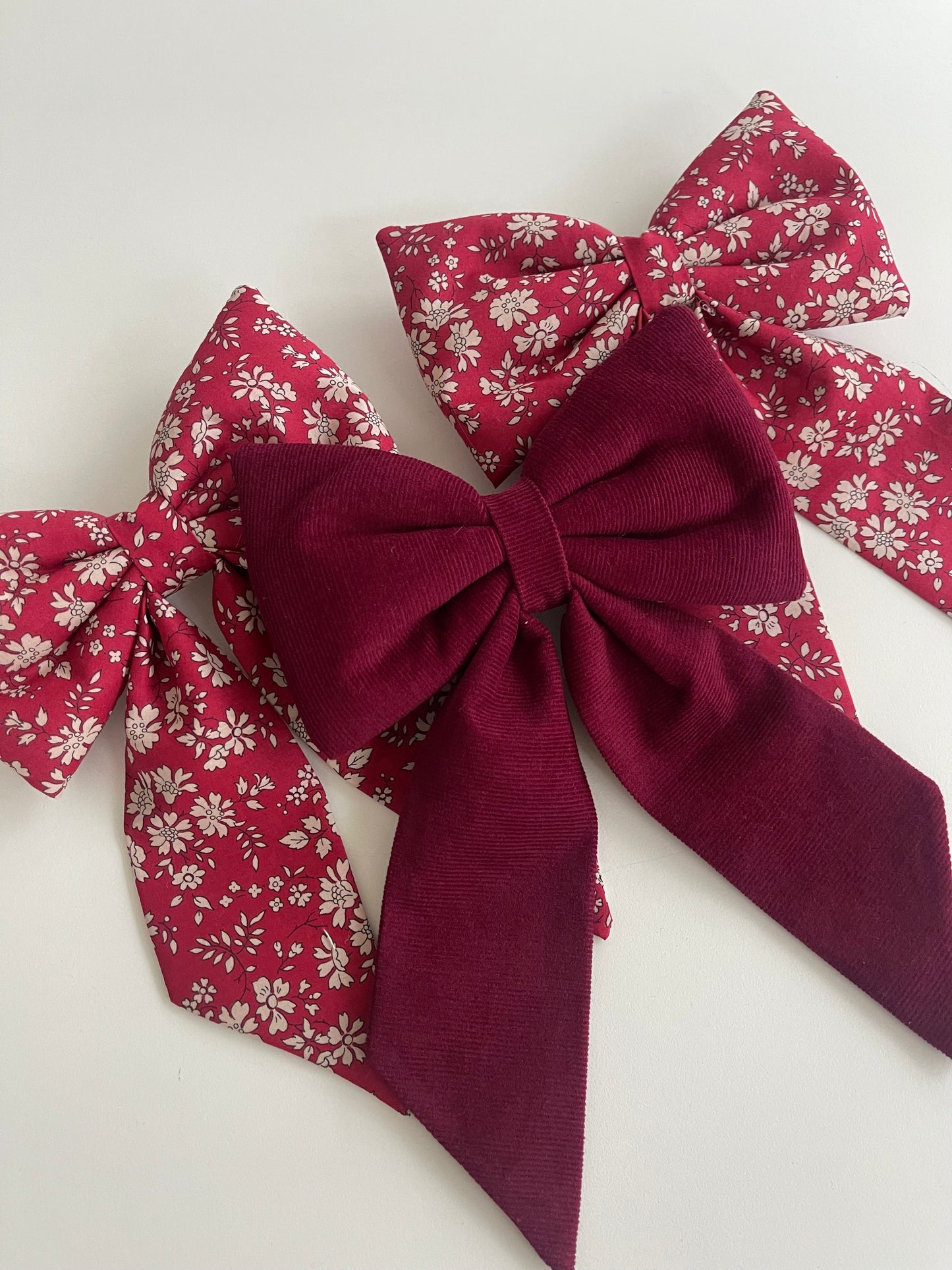 Padded bow - Baby velvet / burgundy