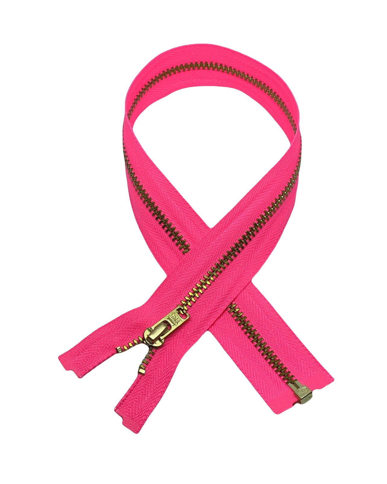 YKK zipper - L 40 cm / Metal - Neon Pink