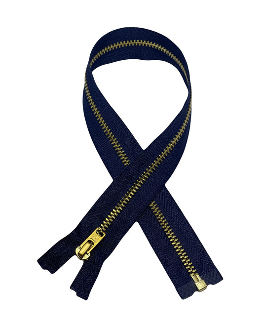 YKK zipper - L 40 cm / Metal - Marine dark