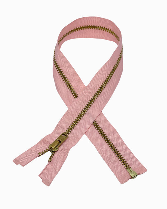 YKK zipper - L 40 cm / Metal - salmon