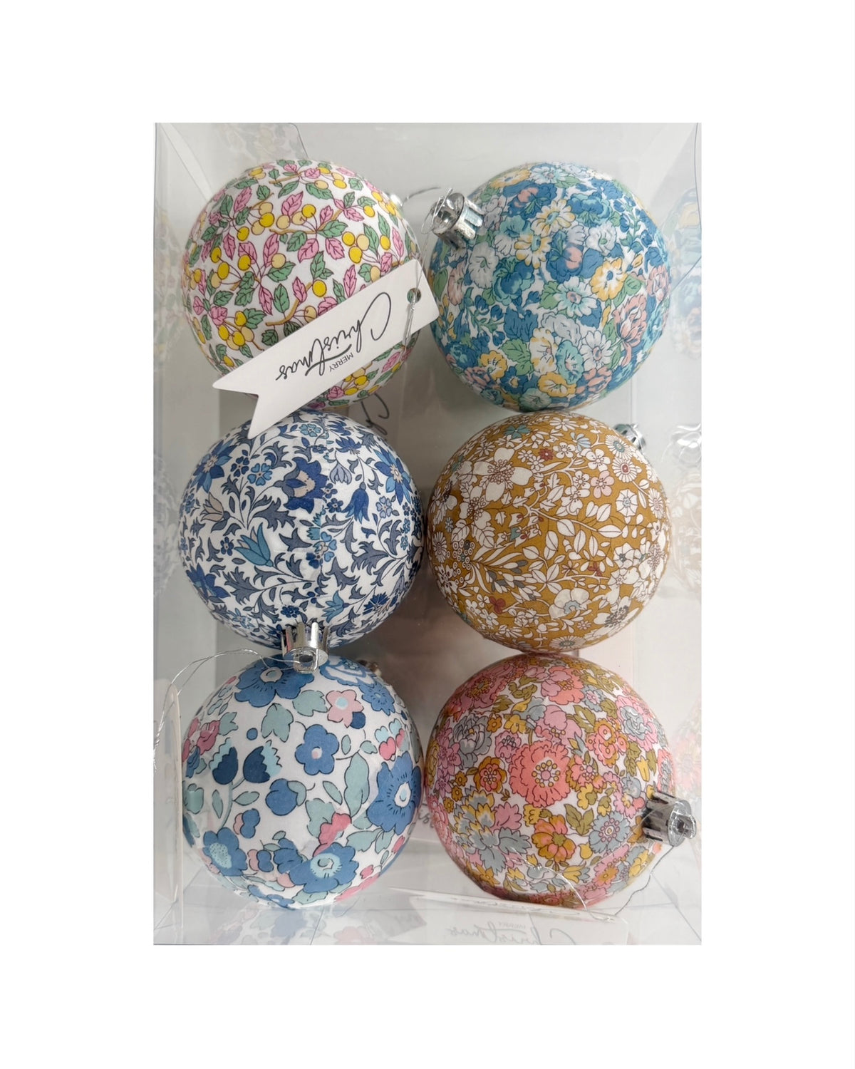 6 stk. Decoupage Liberty julekugler C
