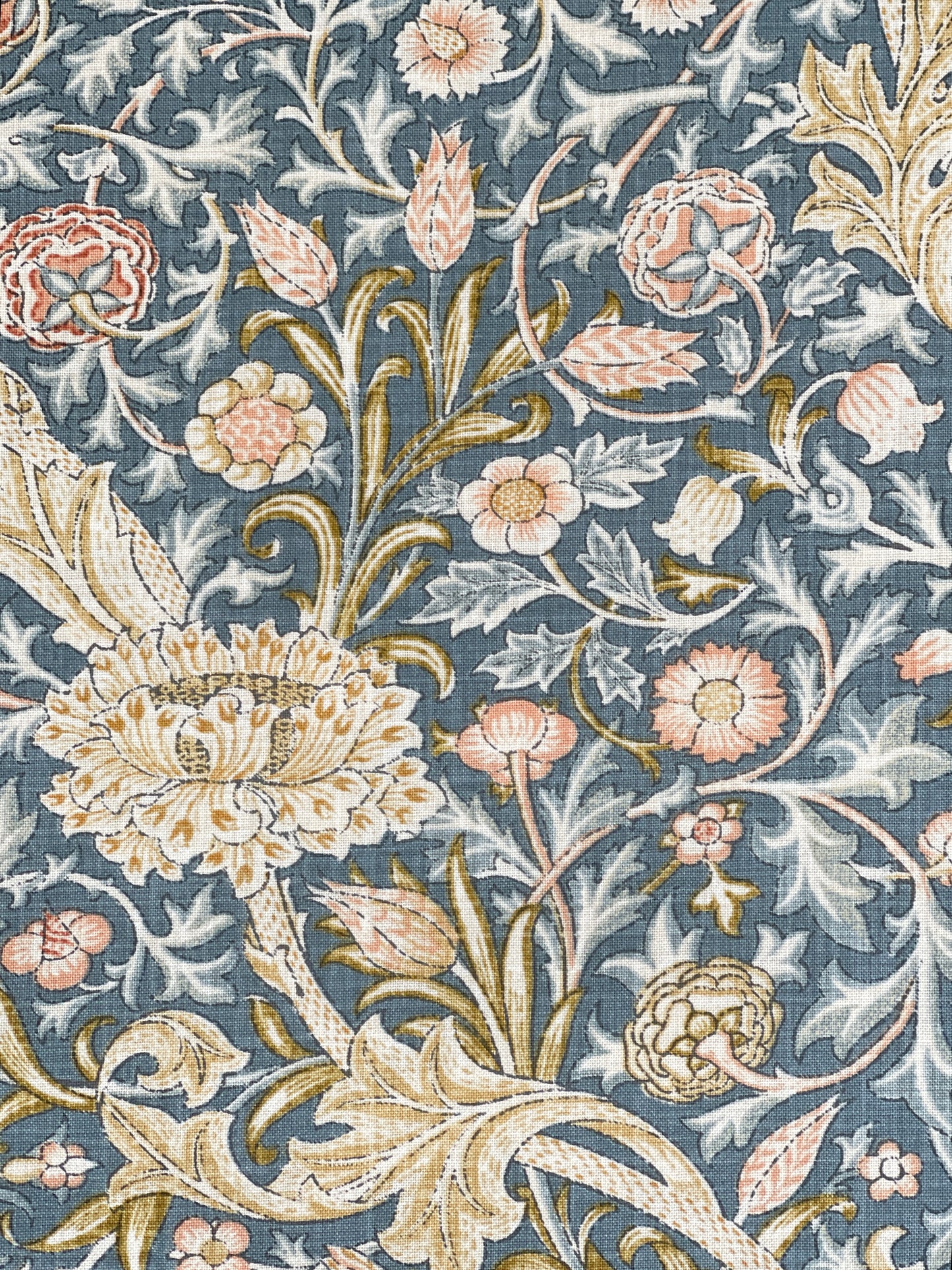 William Morris stof / Leafy blå