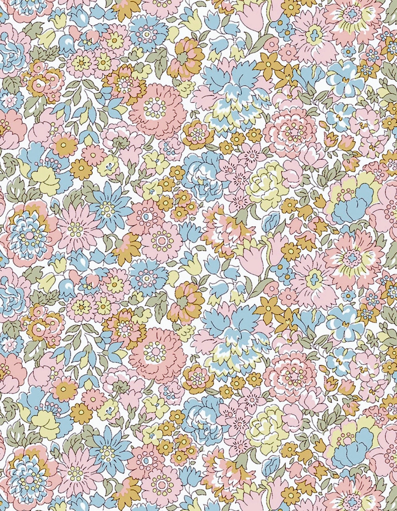 Liberty stof "Nell, Annie and May" Blomstret bomuldsmetervare Tana Lawn.