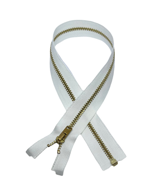 YKK zipper - L 40 cm / Metal - White