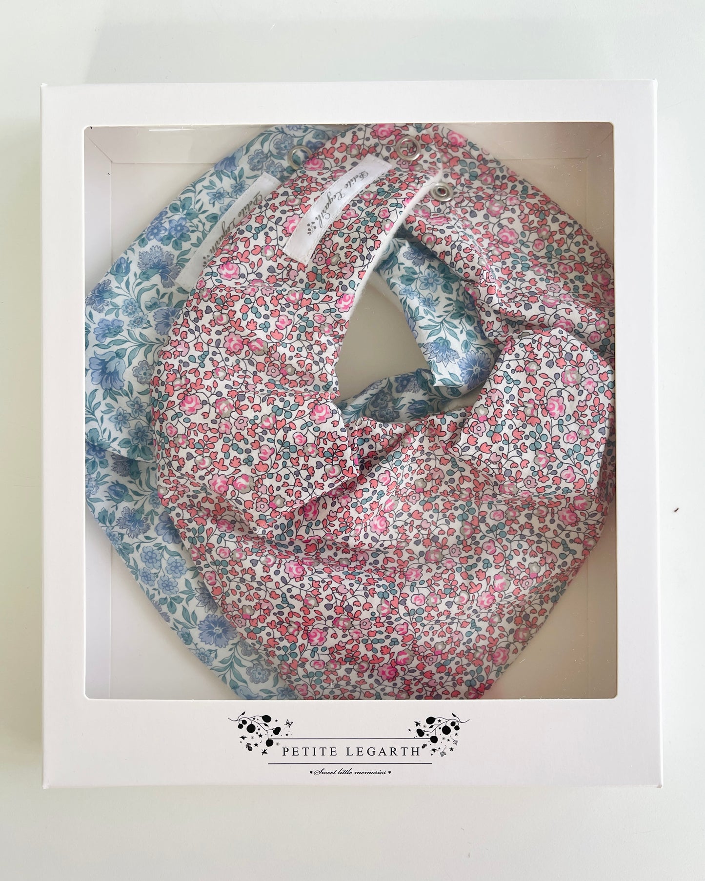 Gavepakke med 2 savlesmække / Blå-rosa TILBUD