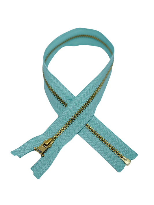YKK zipper - L 40 cm / Metal - Turquoise