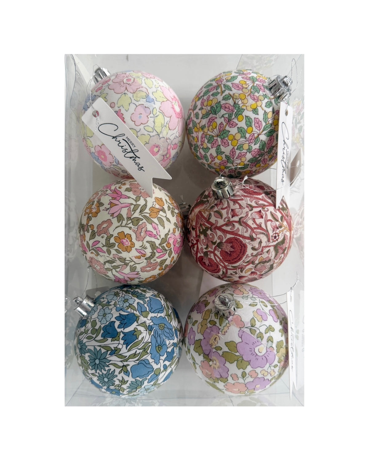 6 stk. Decoupage Liberty julekugler A
