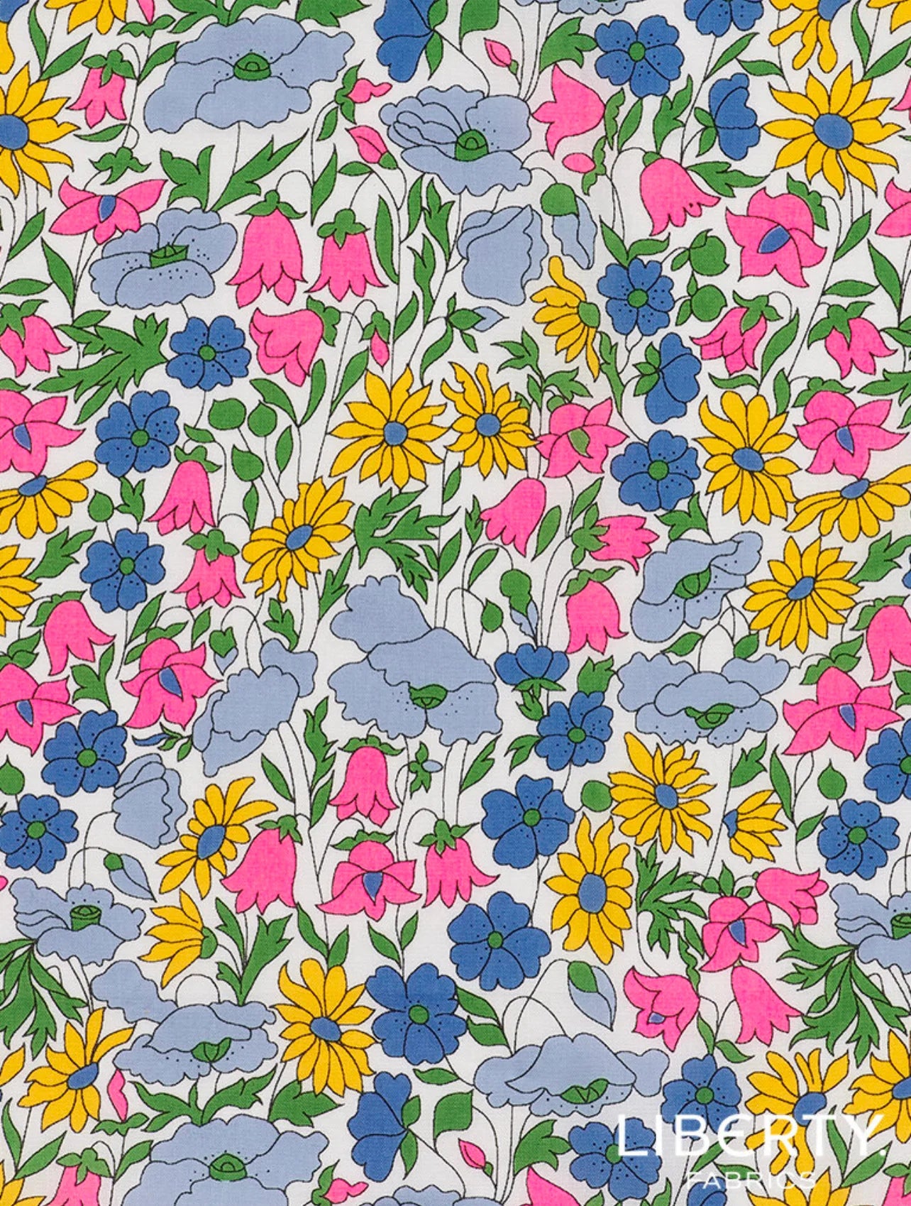 Liberty stofstykke - Poppy and Daisy Neon