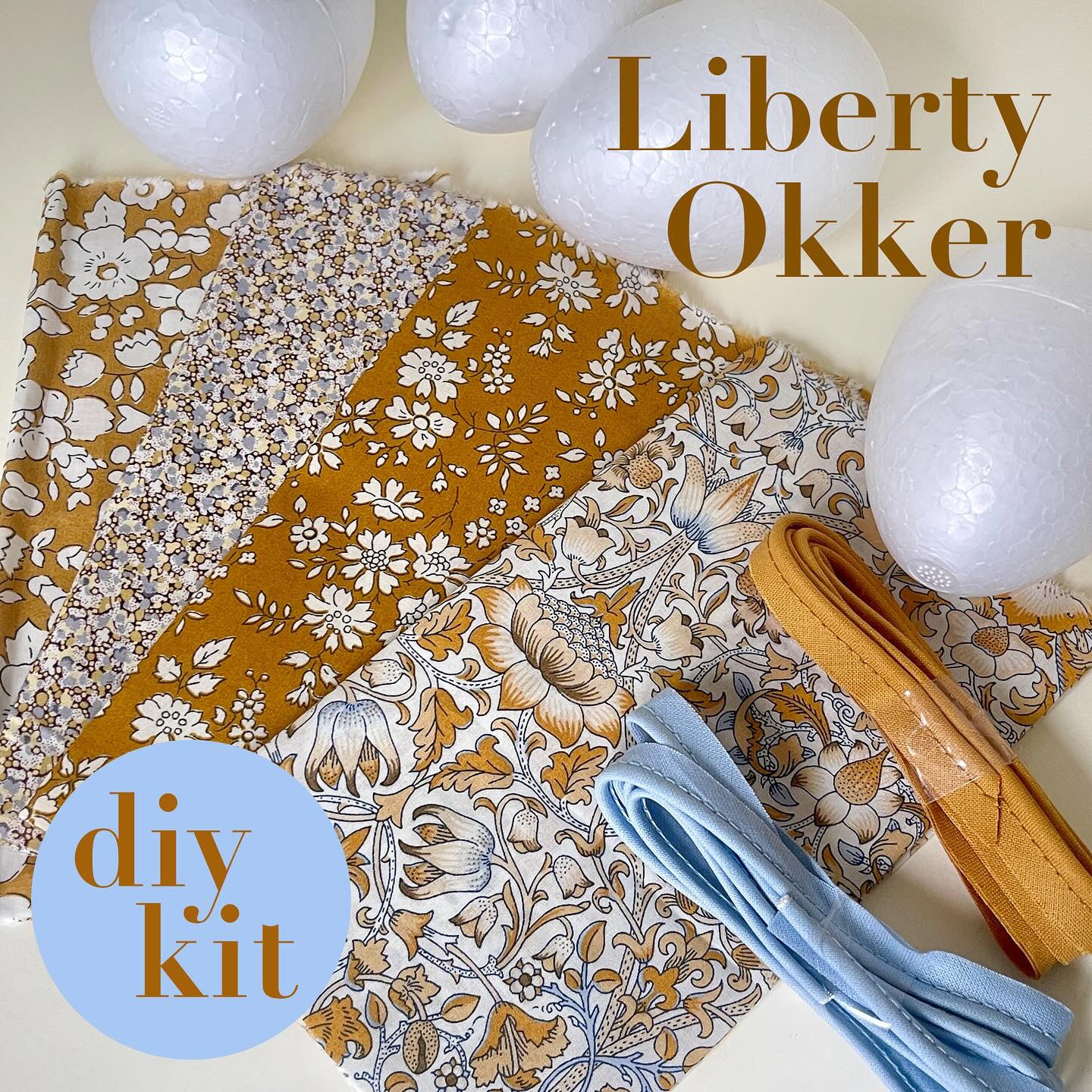 Diy-kit: 4 stk. Påskeæg / Liberty Okker