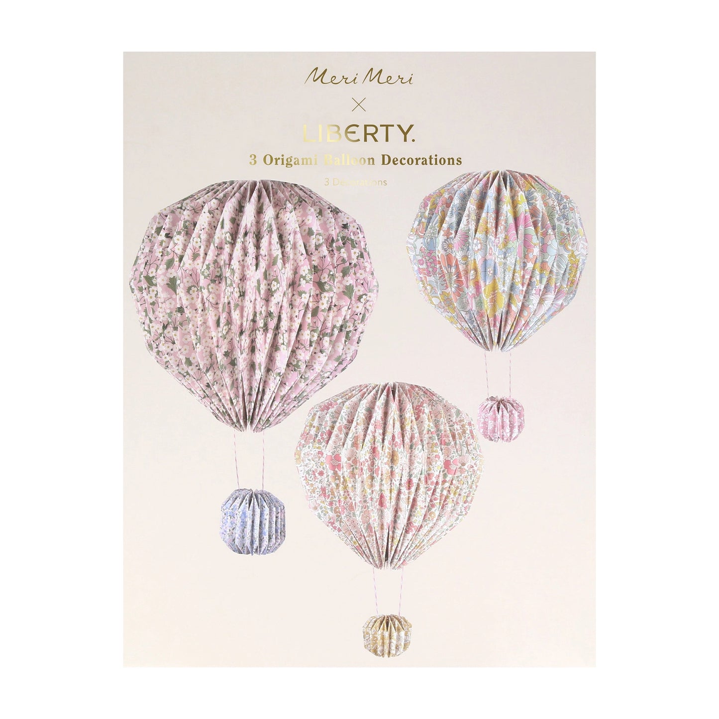 3 Stk Meri Meri Liberty Origami Luftballon dekoration. KOMMER SNART