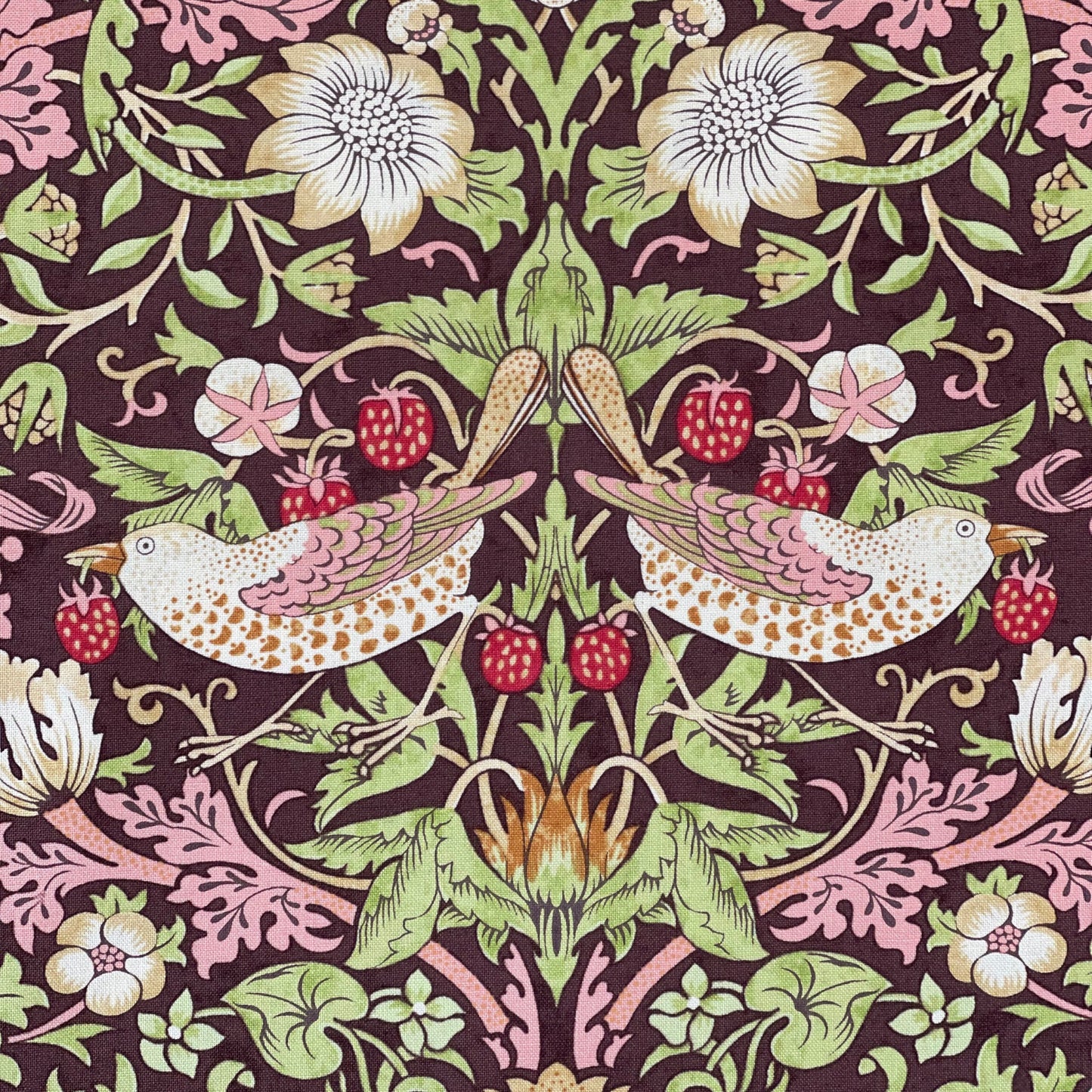 William Morris stof / Strawberry Thief/ Chocolate