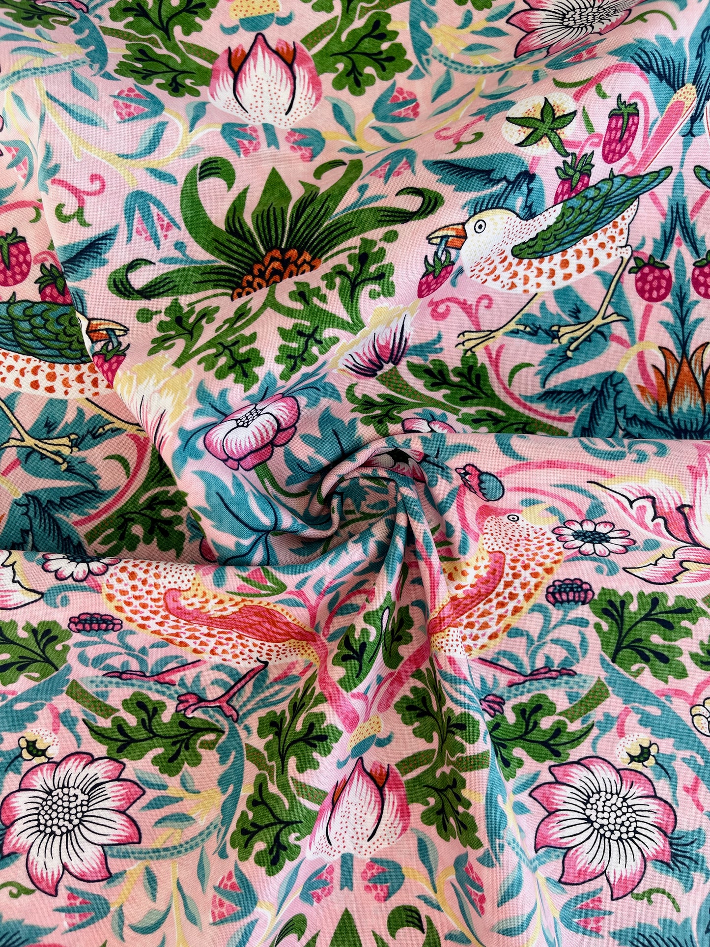 William Morris bomulds stof / trawberry thief (BIG print) Rosa