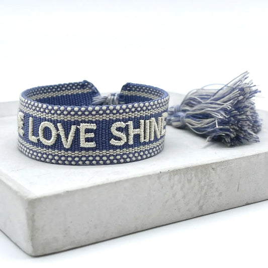 1 stk Statement armbånd "We love shine"  Blå