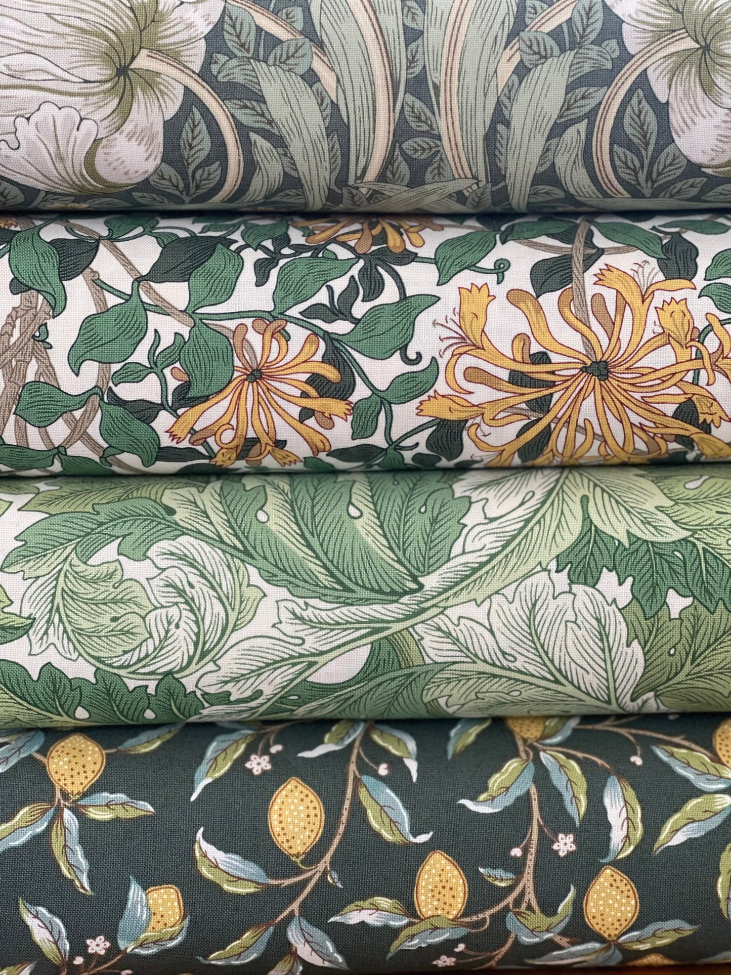 WM Fabric piece - Honeysuckle - White