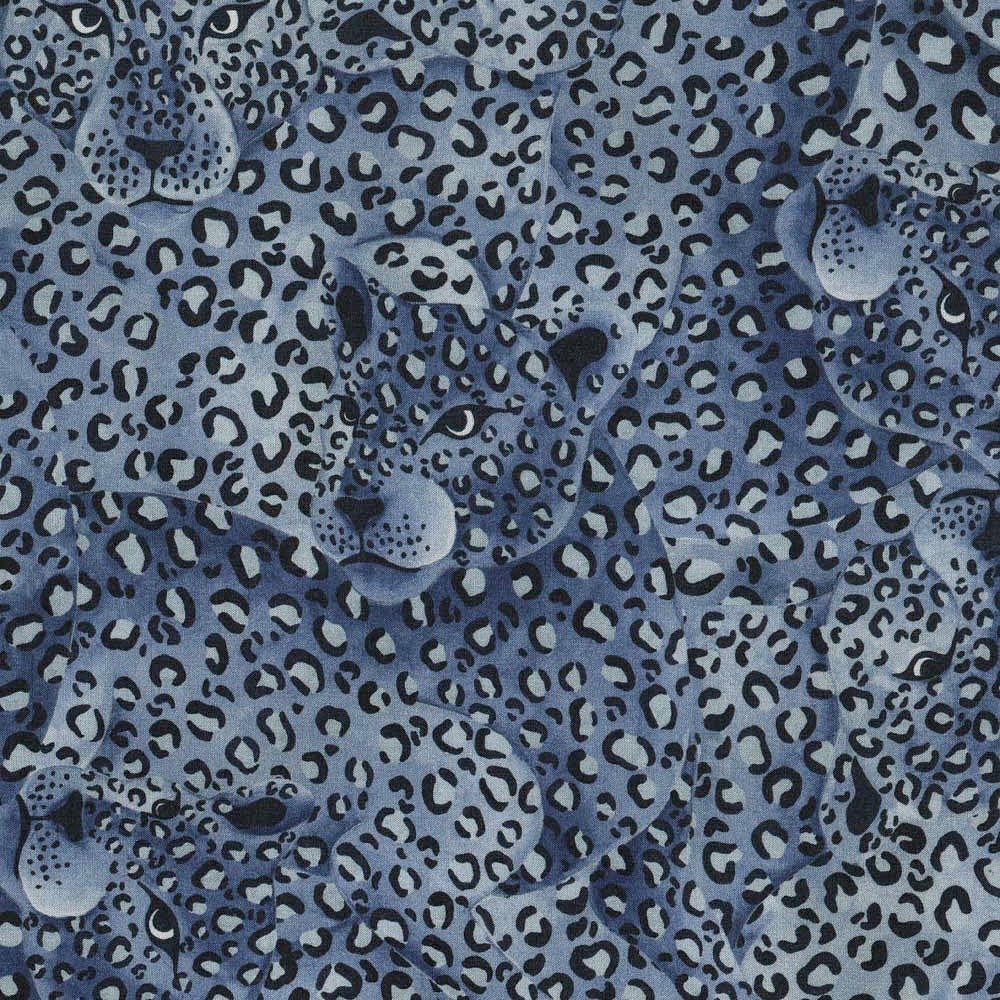 Liberty stof - Leopard Camo / Blå