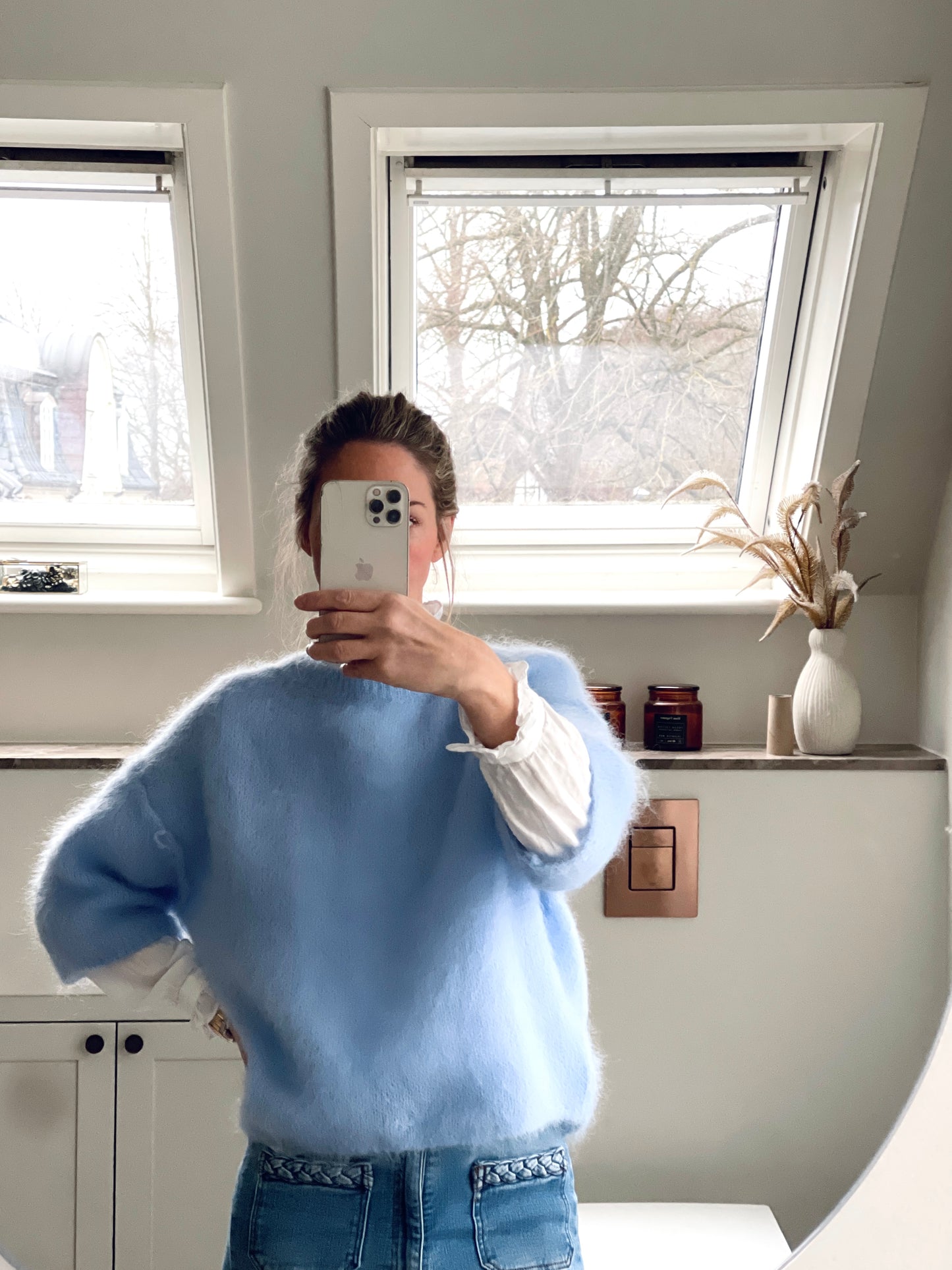 Naïs mohair strik - Himmel blå