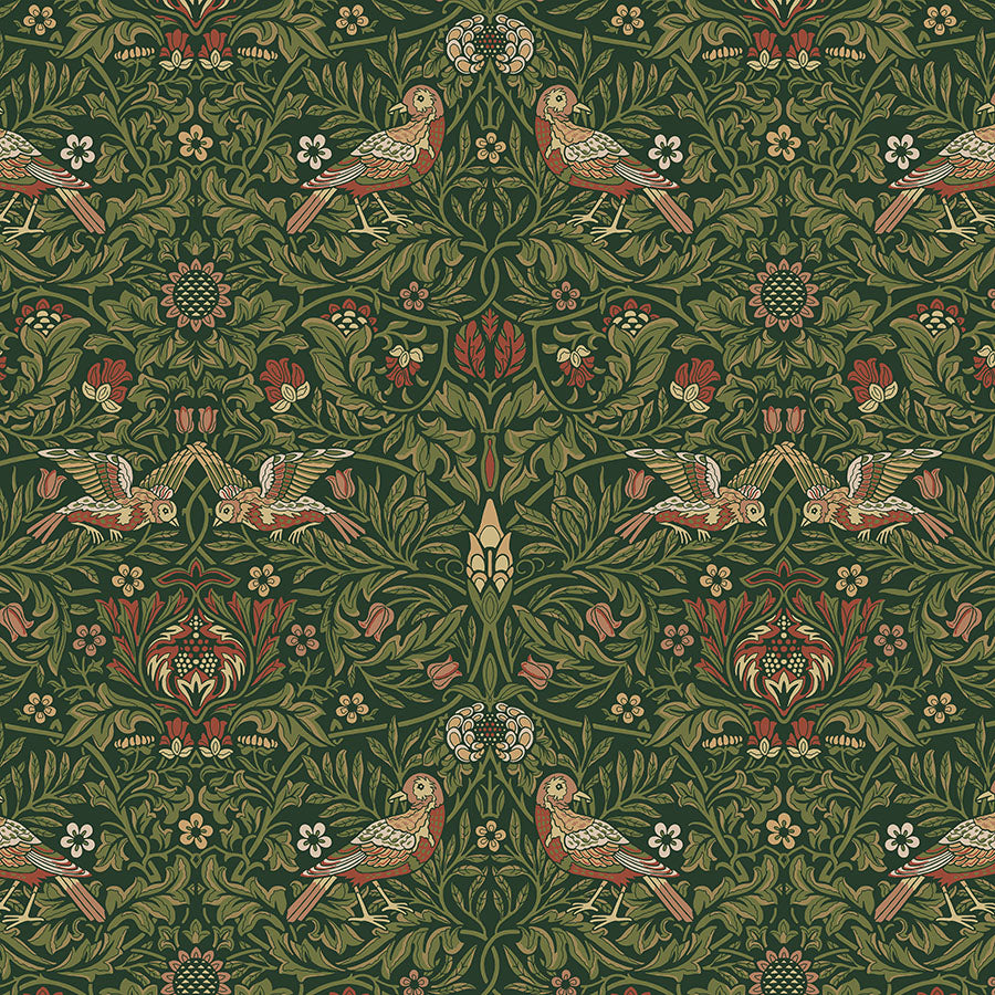 William Morris stof / Bird - grøn