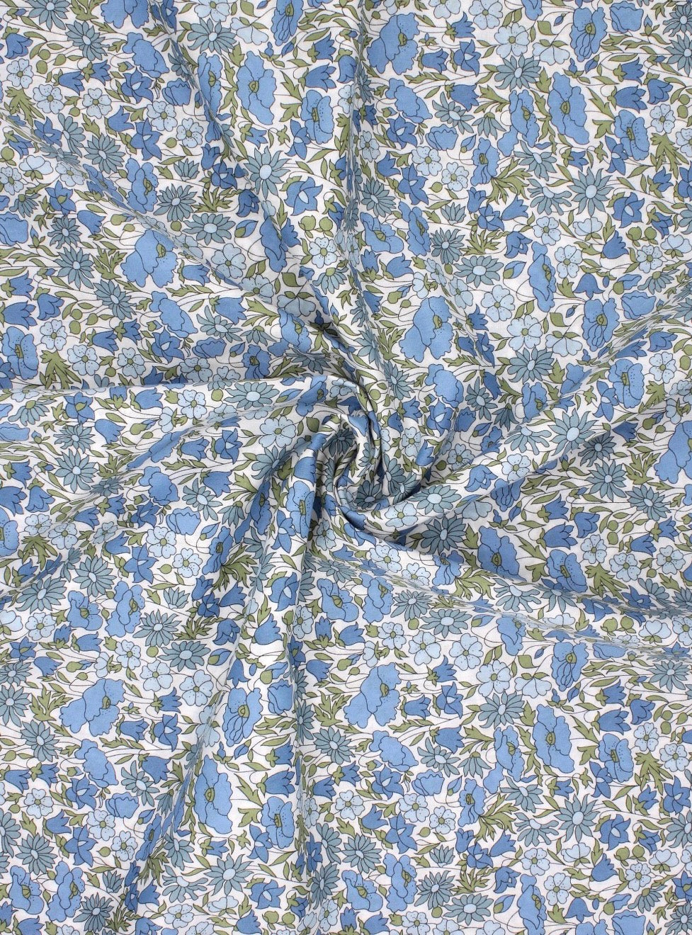 Baby dynebetræk i Liberty Fabric - Poppy and daisy grøn-blå