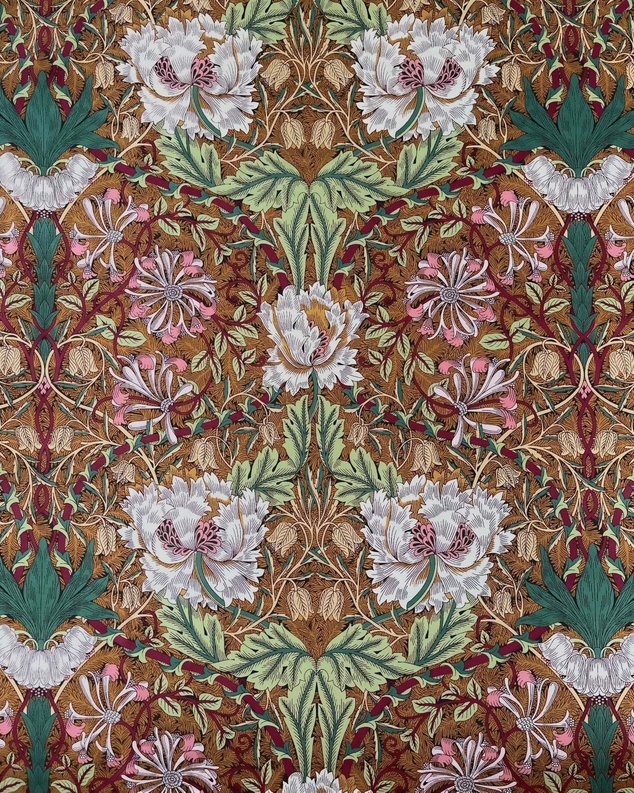 William Morris bomulds stof / Honeysuckle & Tulip