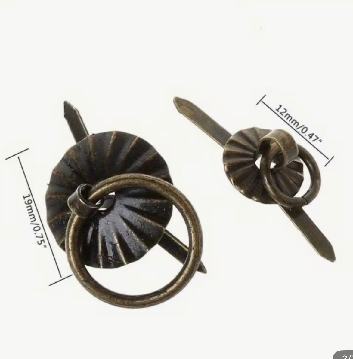 1 stk Hætte med ring til ophæng  - Antik messing (2 størrelser)