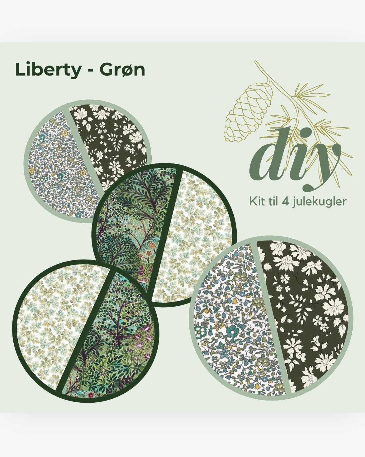 DIY kit: 4 pcs. Christmas bauble: Liberty Green