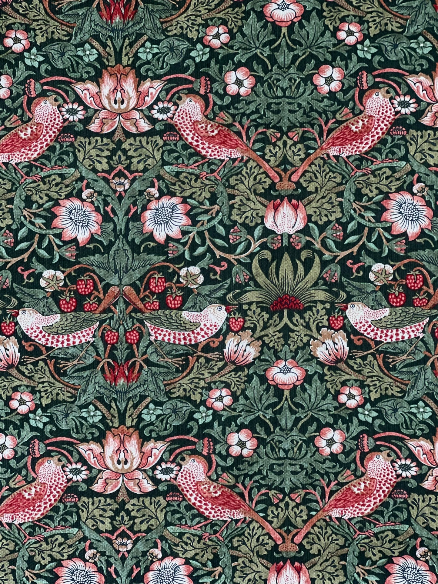 William Morris stof / Strawberry thief - Grøn