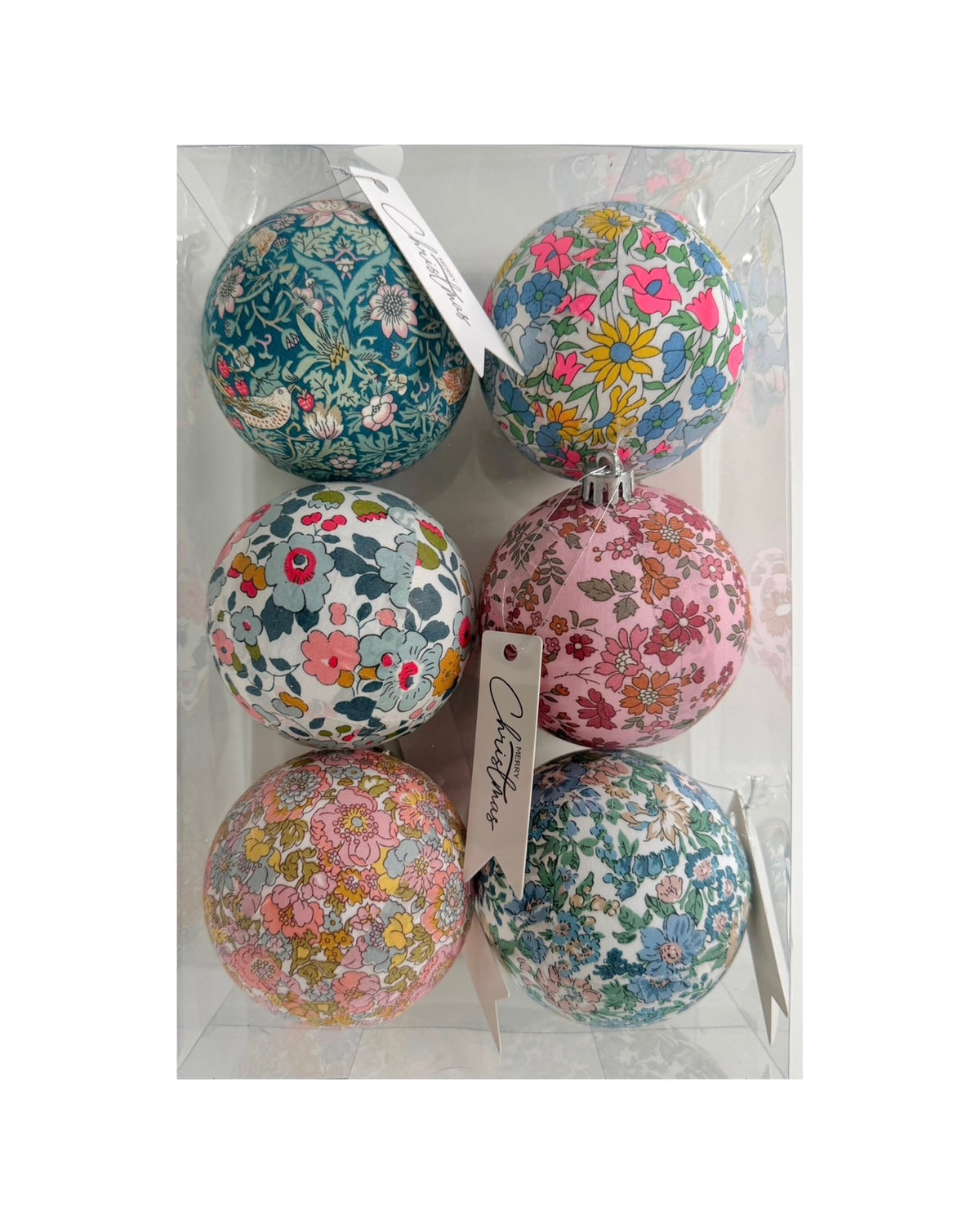 6 stk. Decoupage Liberty julekugler E