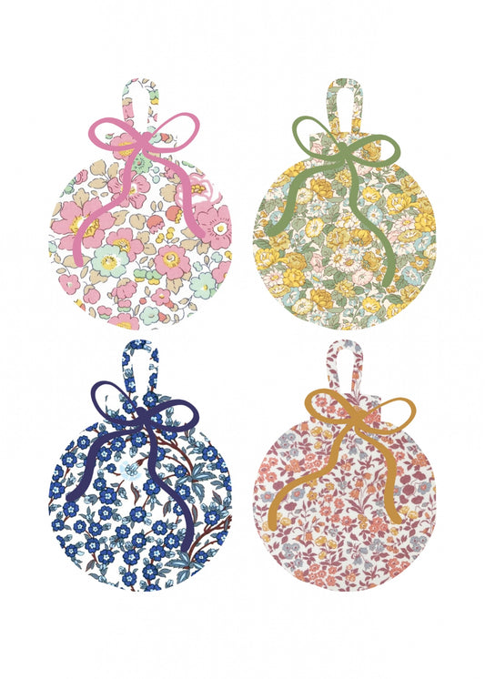 Diy-kit: 4 stk. Decoupage julekugle: Liberty MIX