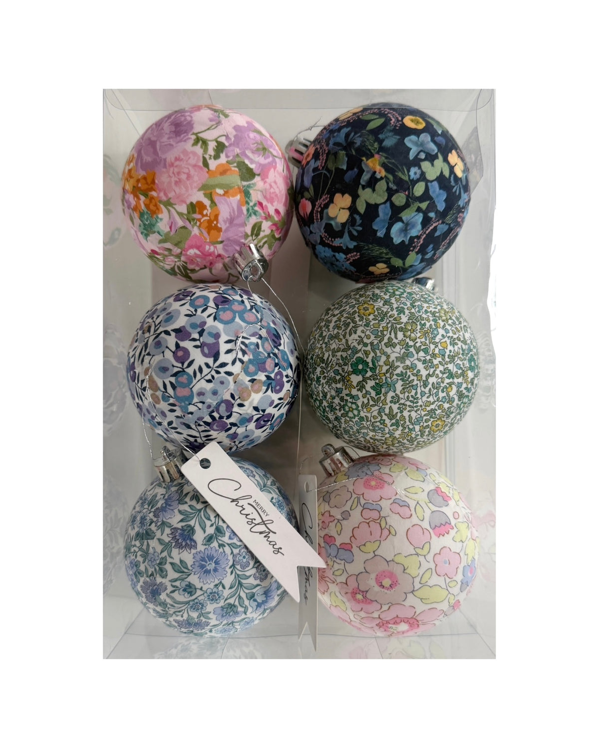 6 stk. Decoupage Liberty julekugler B