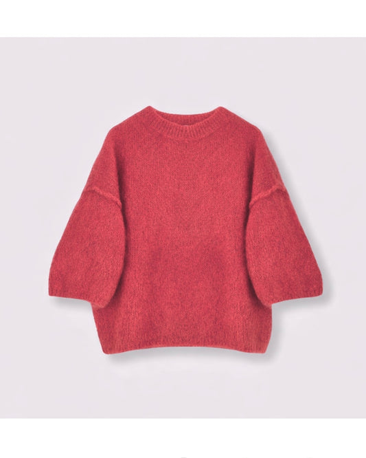 Naïs mohair strik - rust rød