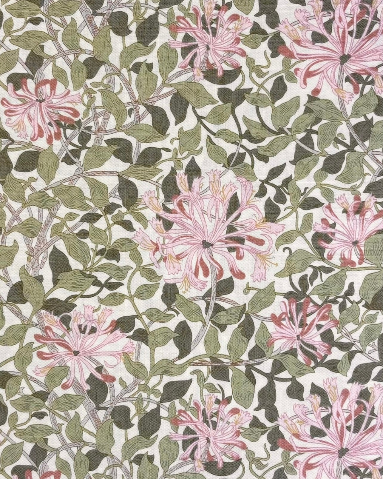 William Morris fabric / Honeysuckle - rose-green