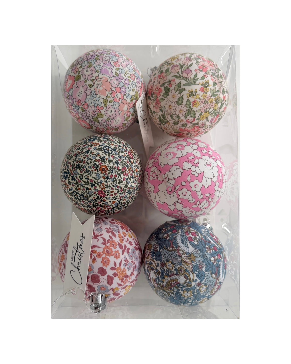 6 stk. Decoupage Liberty julekugler D