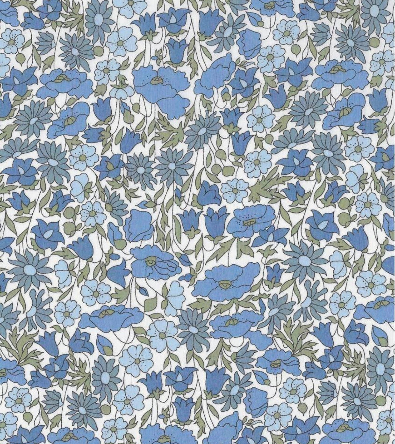 Baby dynebetræk i Liberty Fabric - Poppy and daisy grøn-blå