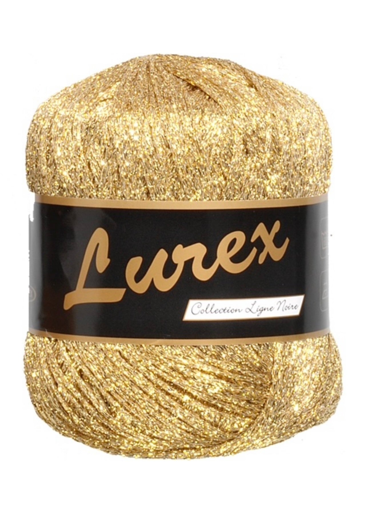 Guldfarvet glimmergarn til strik og hækling