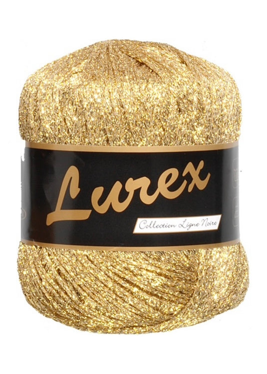 Guldfarvet glimmergarn til strik og hækling