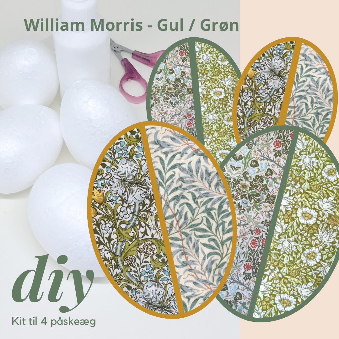 Diy-kit: 4 stk. Påskeæg / William Morris Gul-grøn