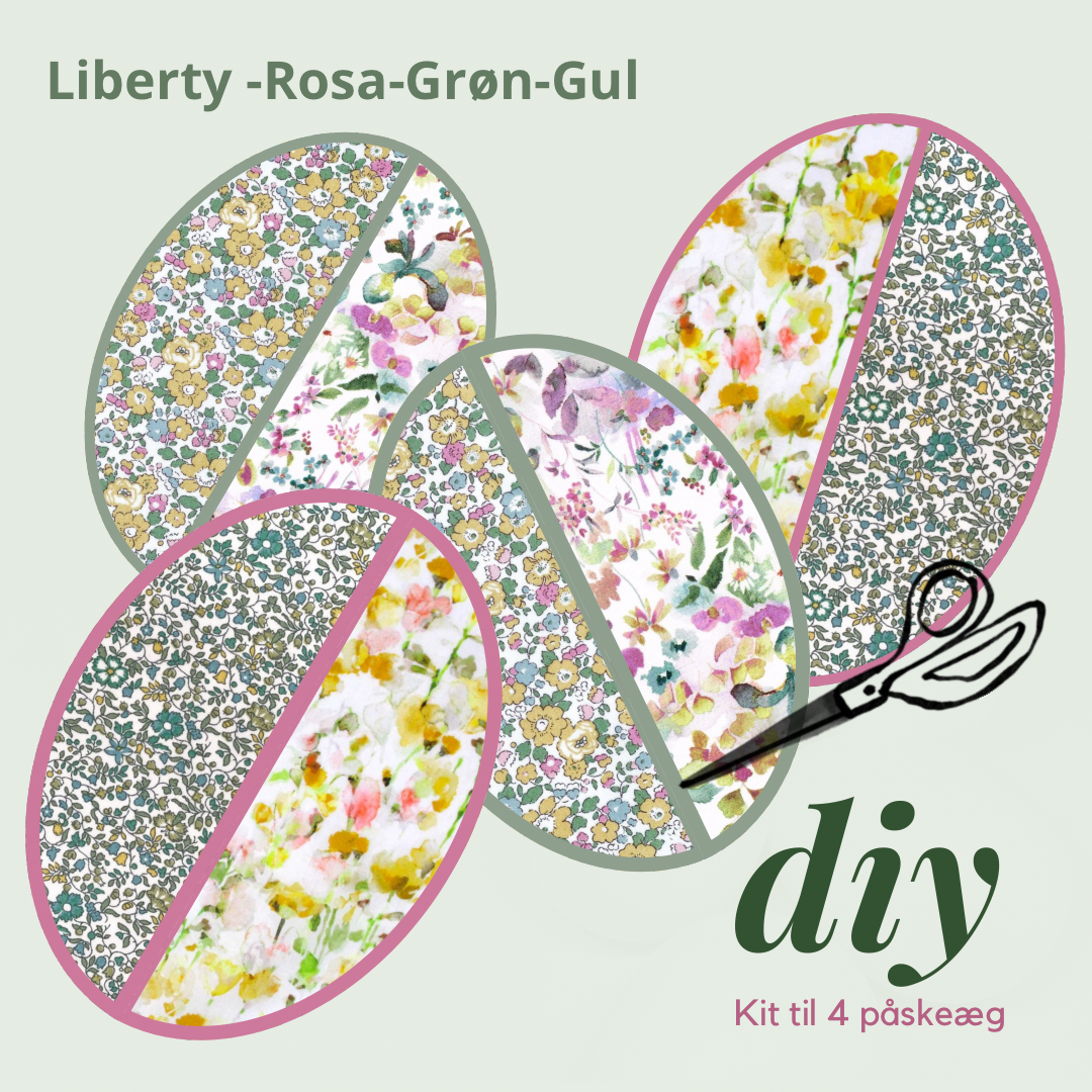 Diy-kit: 4 stk. Påskeæg / Liberty Rosa-grøn-gul