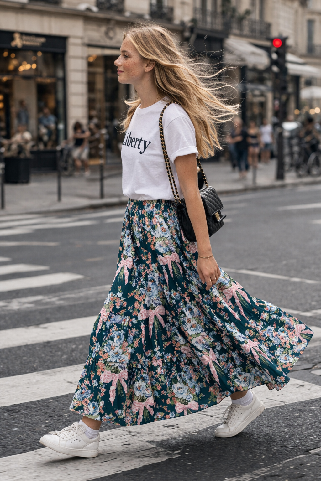 One size nederdel i Liberty med smock - Maxi / Bow bouquet
