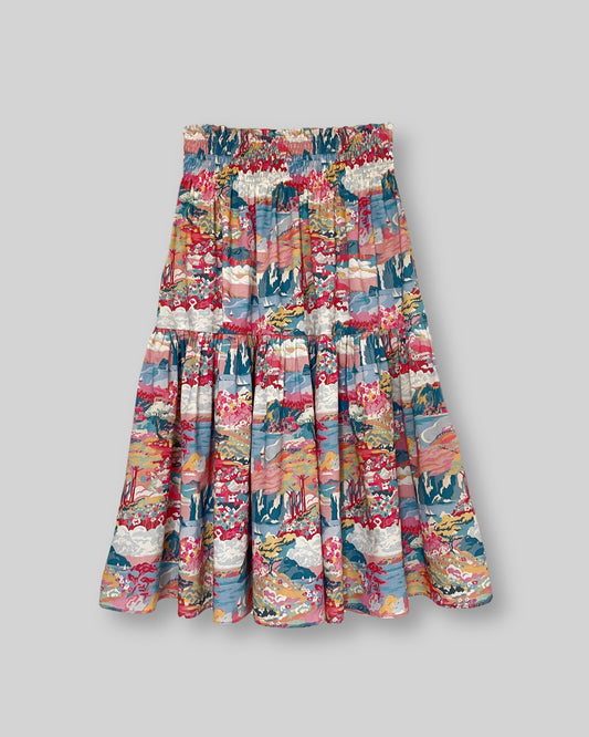 One size nederdel i Liberty med smock - Midi / Coastal landscape