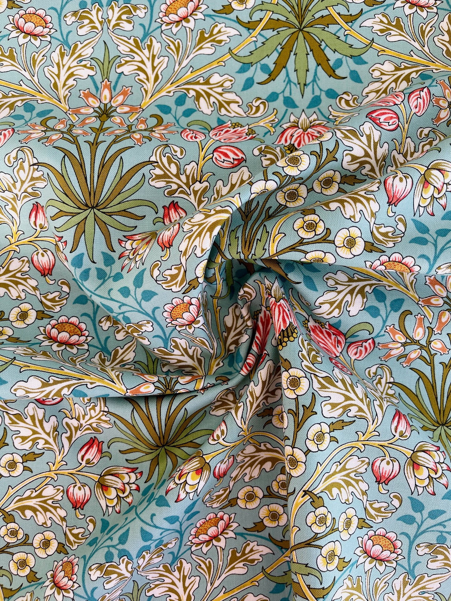 William Morris bomulds stof /  Hyacinth tyrkis