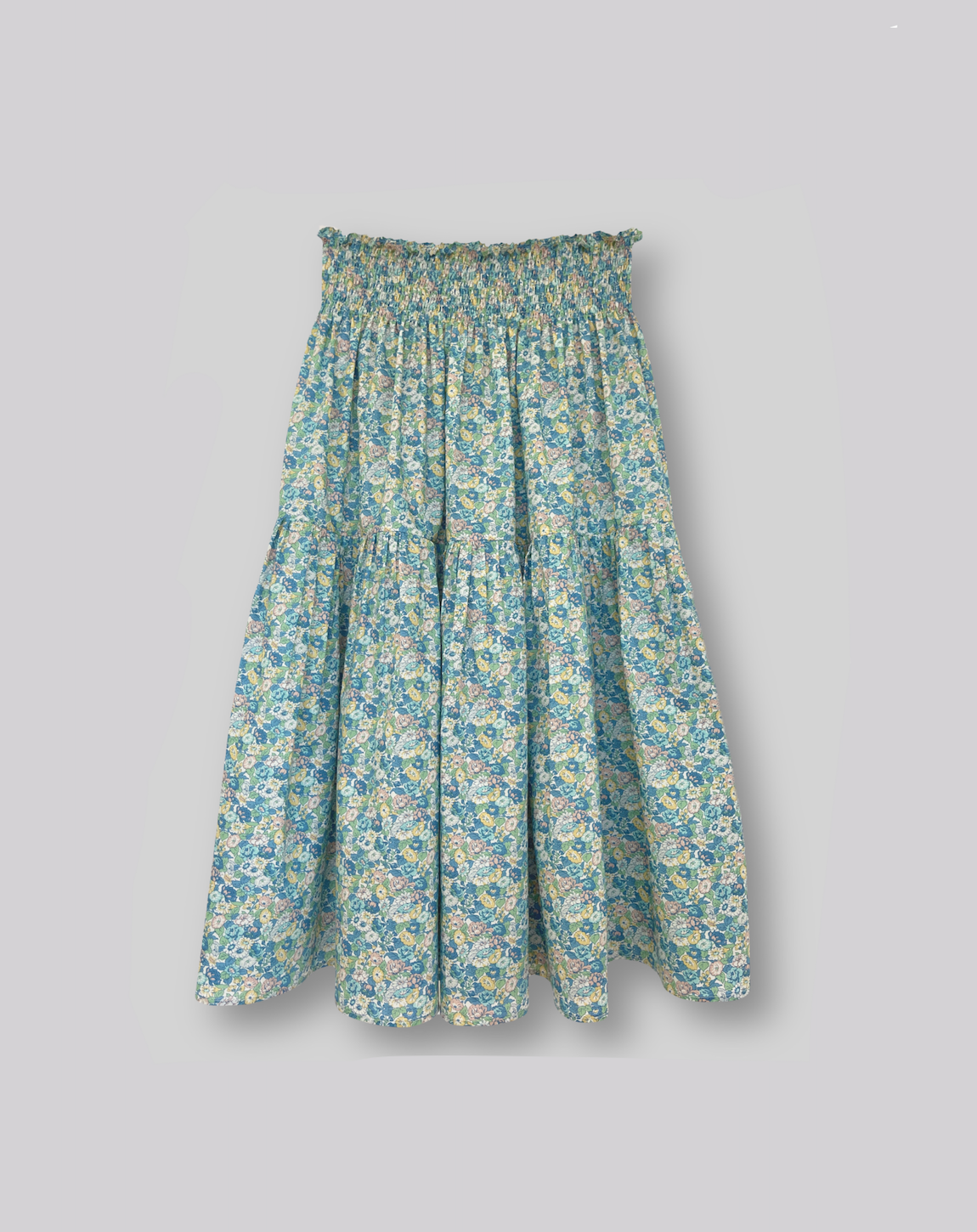 One size nederdel i Liberty med smock - Midi / Leontyne blå