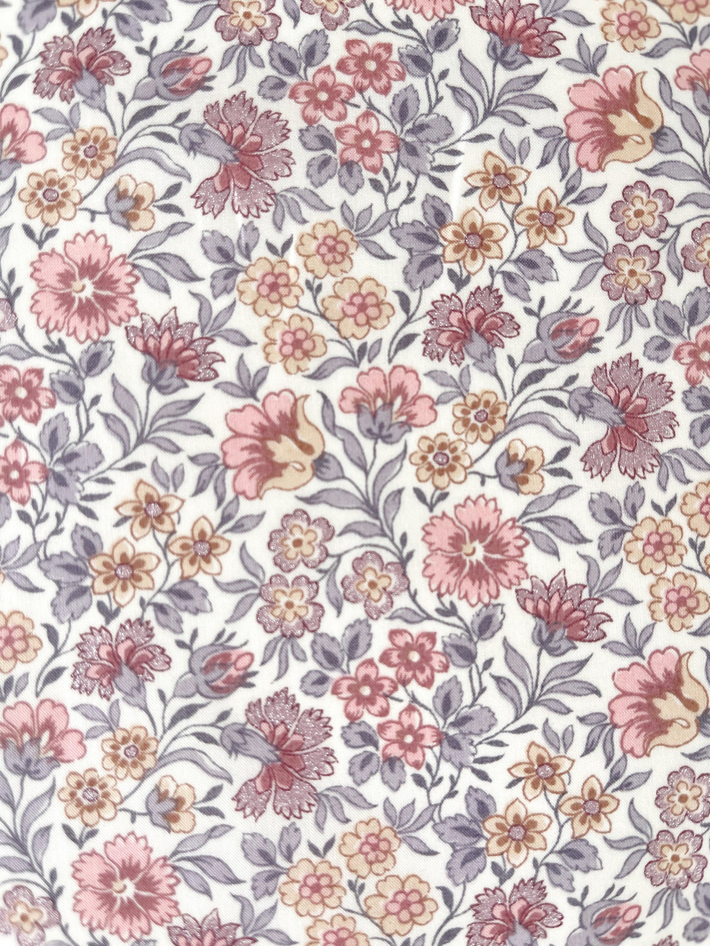 blomstret bomuldsstof lilla rosa