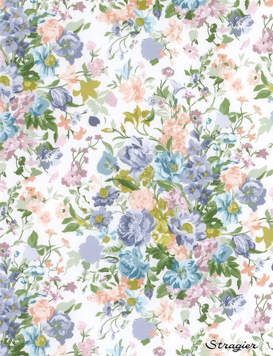 Liberty stof bomulds metervare  - Bridgerton Bouquet Hvid