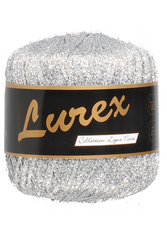 sølv farvet glimmergarn til strik og hækling