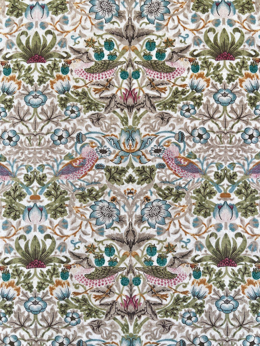 William Morris bomulds stof / Strawberry thief mini Old gold