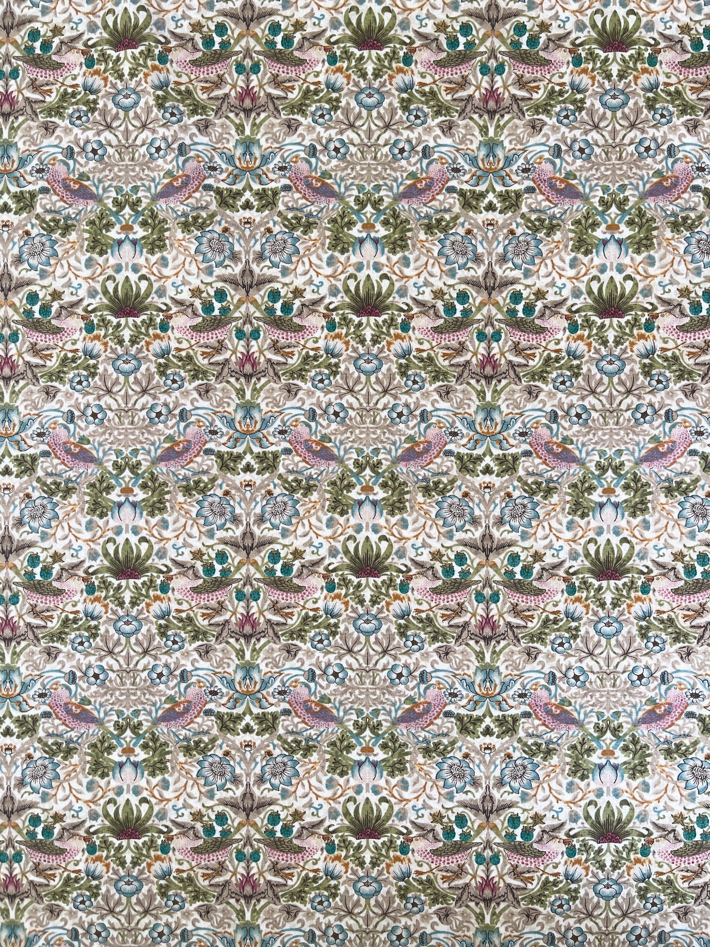 William Morris bomulds stof / Strawberry thief mini Old gold