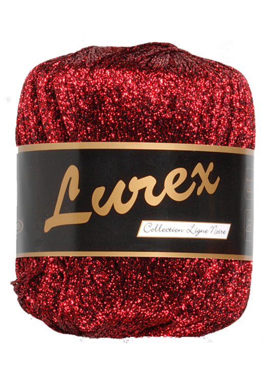 flot rød metalisk glimmergarn til strik