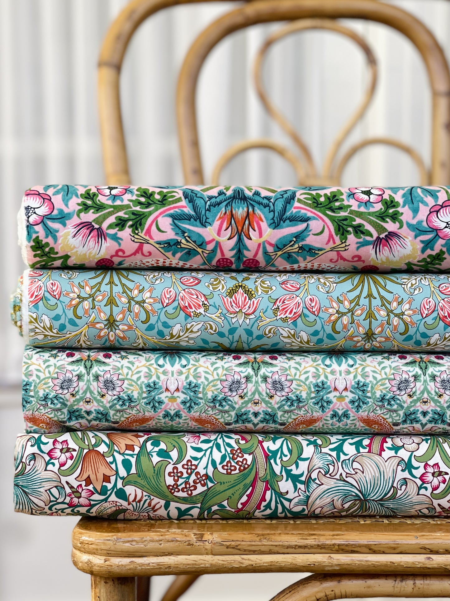 William Morris bomulds stof /  Hyacinth tyrkis