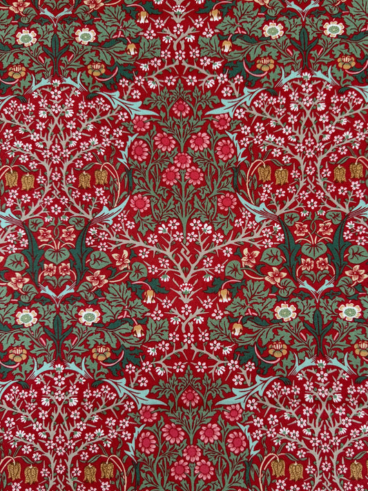 William Morris bomulds stof / Blackthorn vinrød